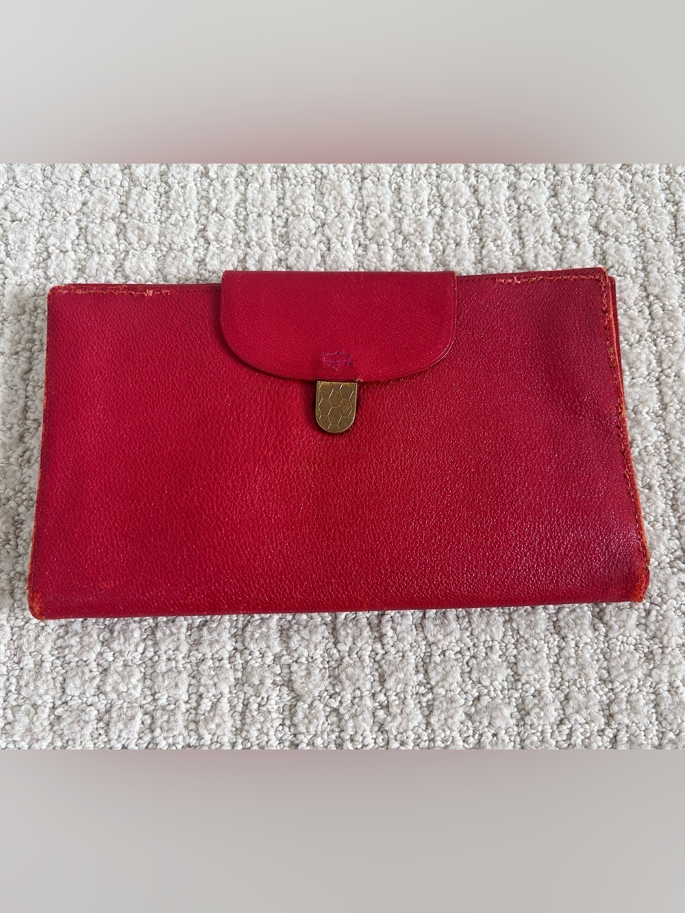 Vintage Genuine Cowhide West Germany Red Leather Bifold Travel Wallet *Rare*
